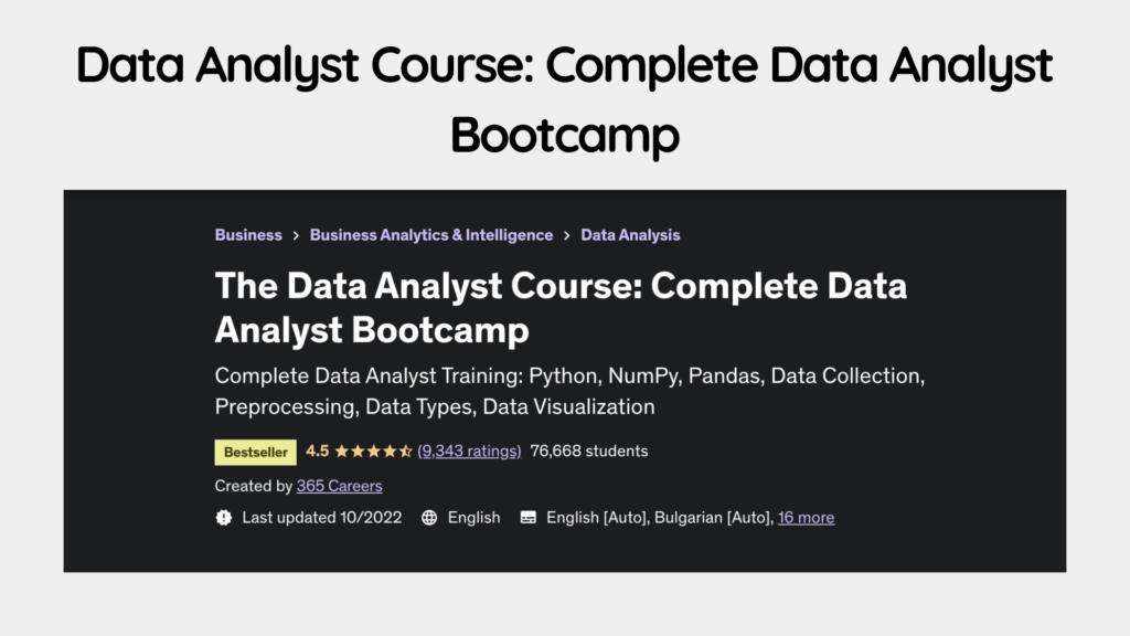 Data Analyst Course: Complete Data Analyst Bootcamp